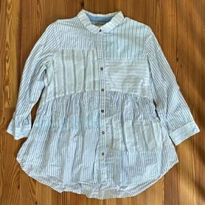HOLDING HORSES Blue and White Striped Button Down Shirt